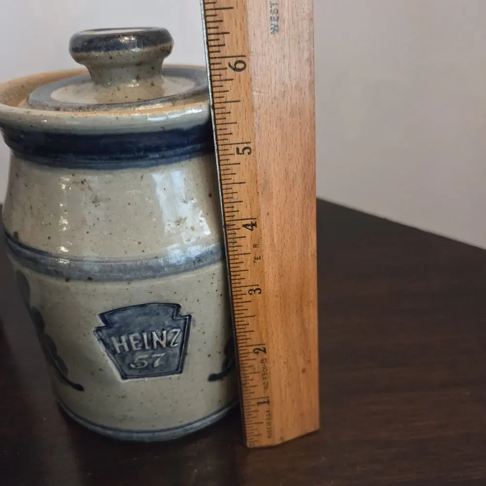 Vtg Westerwald Pottery Heinz 57 Stoneware Canister Set 3 Crocks Lids Signed 1994